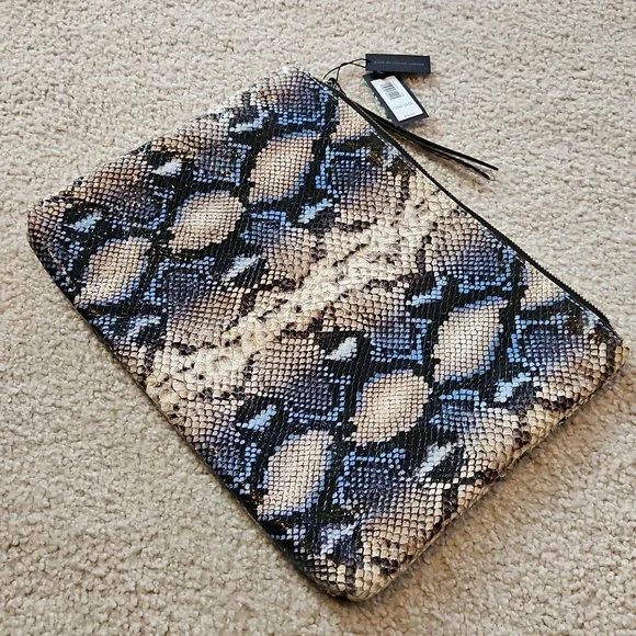 Banana Republic Snake Skin Embossed Leather Clutch Oversized Buttery Soft NWT - Picture 3 of 16